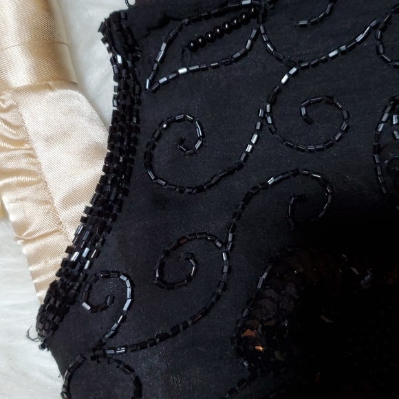 Vintage Stenay 100% SILK black beaded top blouse in excellent condition size L - Picture 9 of 9